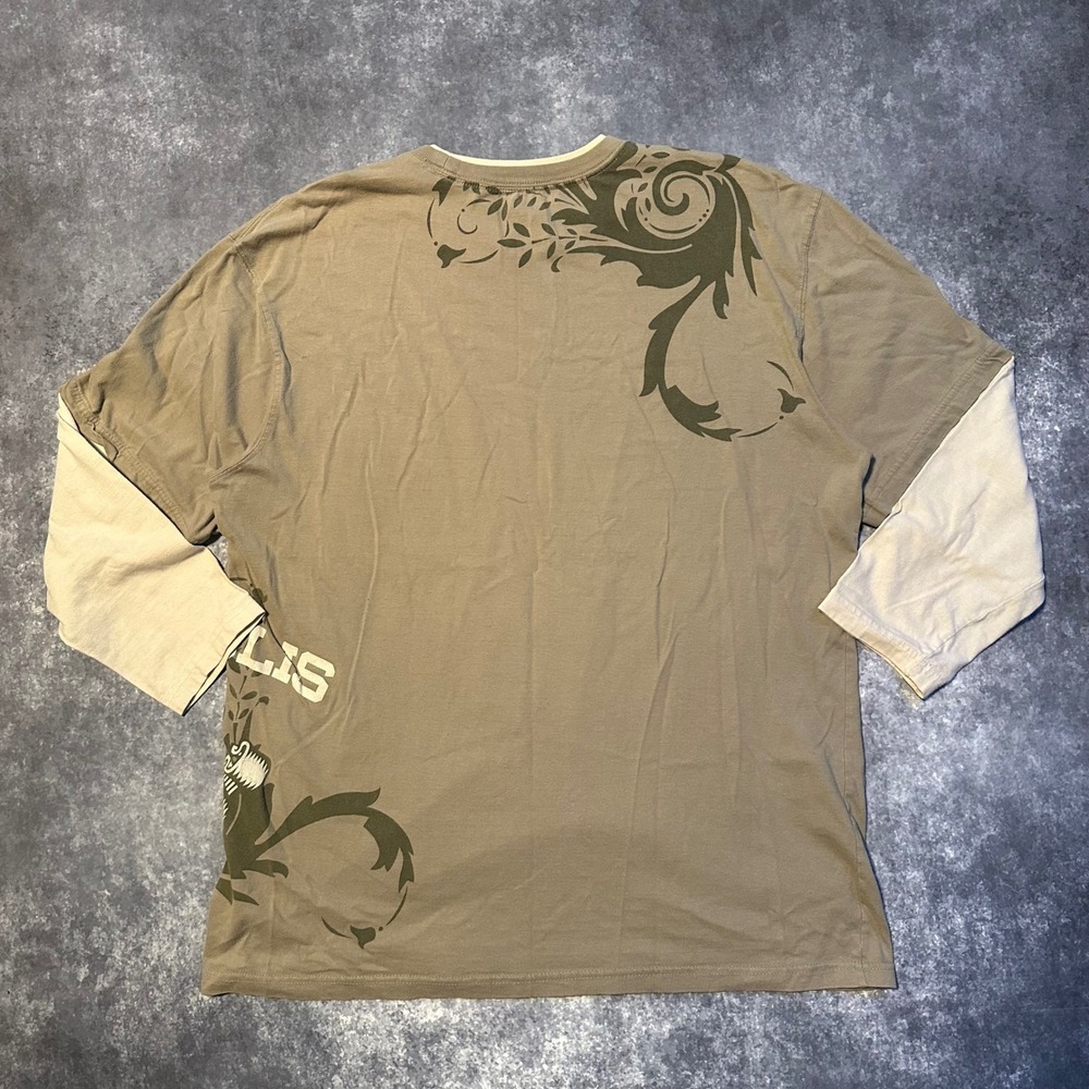 Y2K NFL Indianapolis Colts Double Sleeve Graphic T Shirt Men's XXL Tan Green‎ - Picture 2 of 4